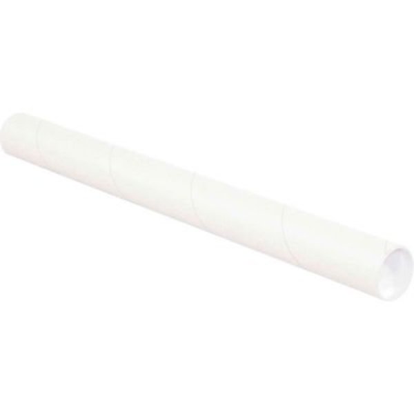 The Packaging Wholesalers Mailing Tubes With Caps, 2-1/2" Dia. x 12"L, 0.06" Thick, White, 34/Pack P2512W